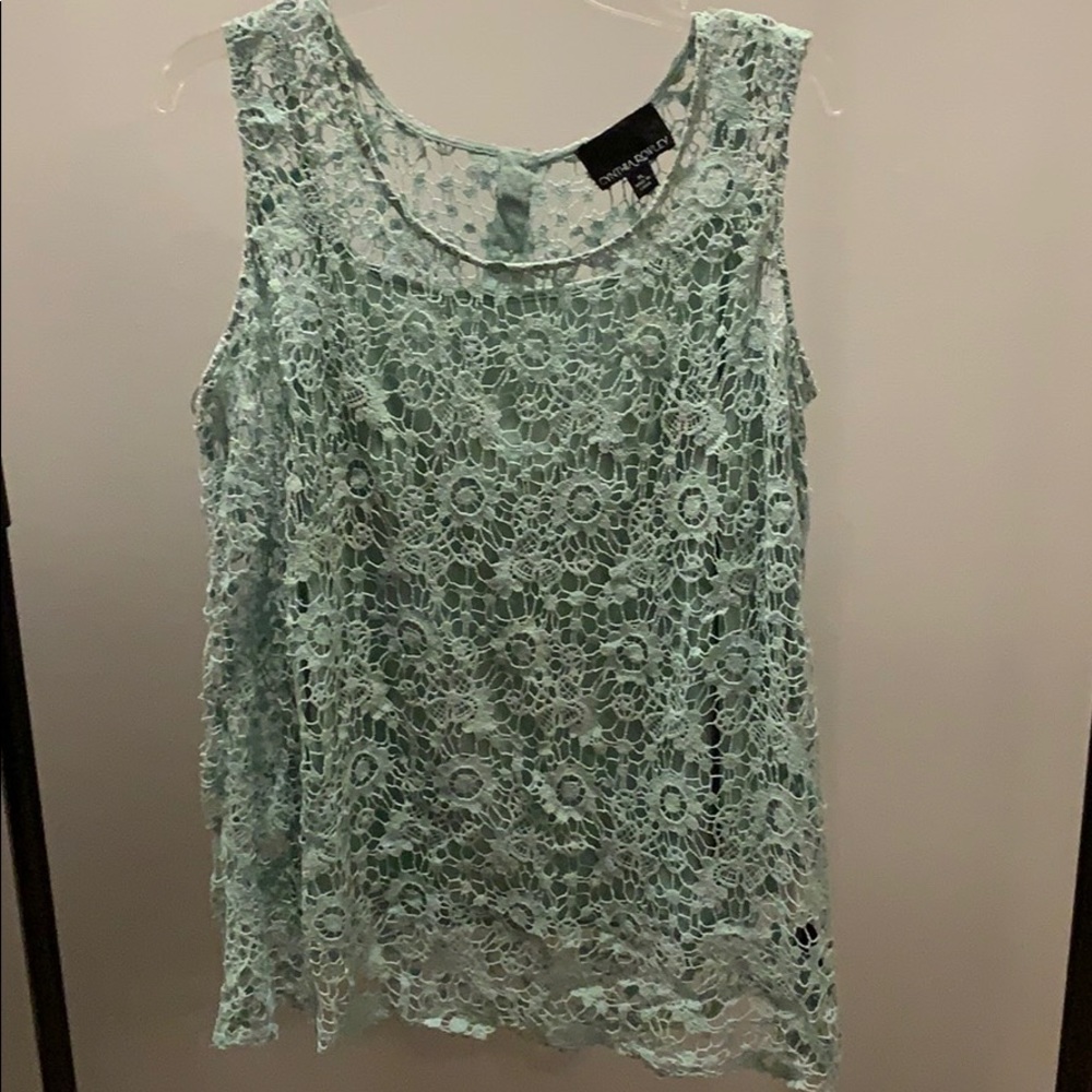 light turquiose lace top